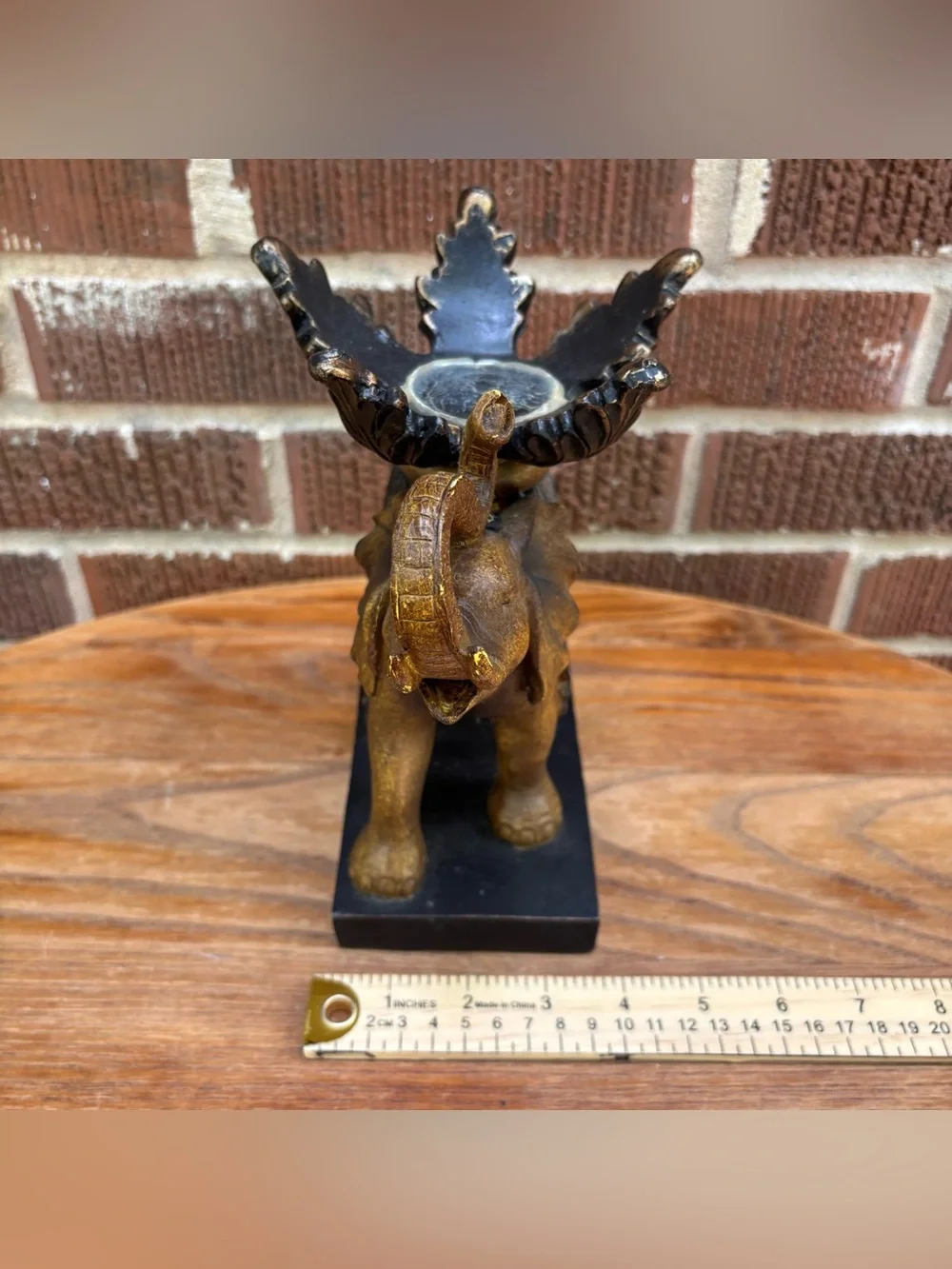 Indian Elephant Statue Figure Artful Design Base vintage No bowl